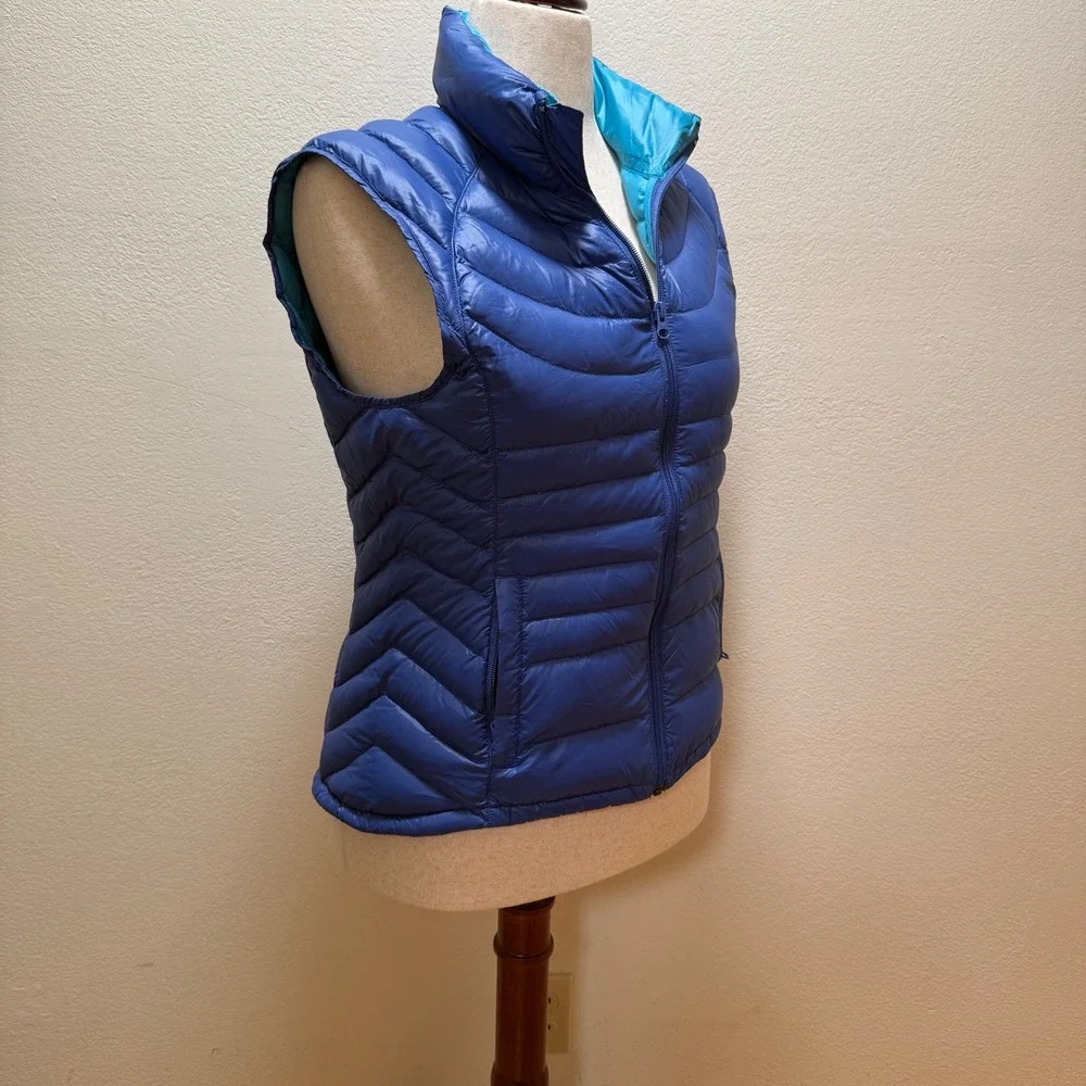 Bernardo Goose Down Lightweight Puffer Quilted Layer Blue Zip‎ Up Vest Women's M - Picture 2 of 13